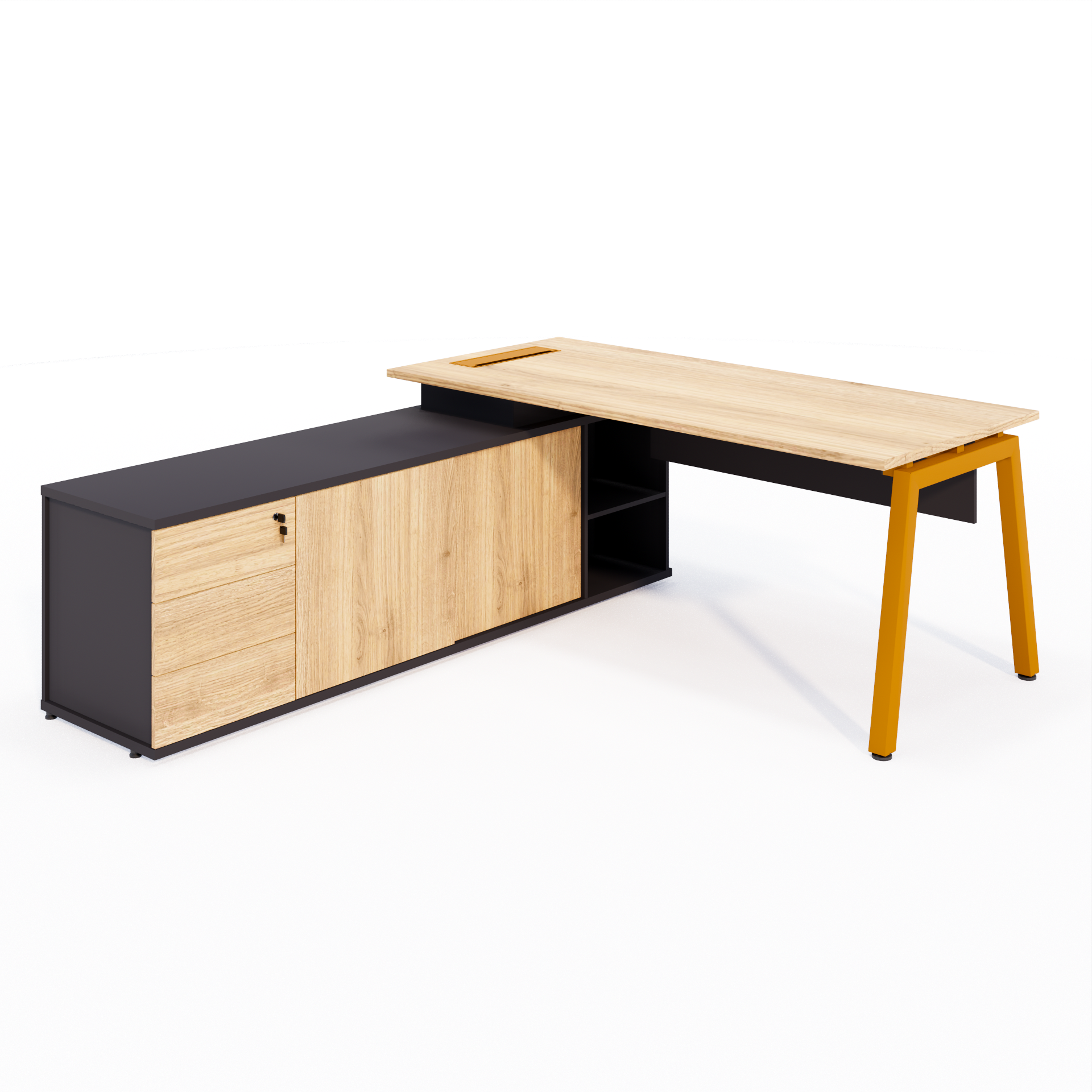 MESA EXECUTIVA COM CREDENZA ESQUERDO (PÉ CAVALETE)