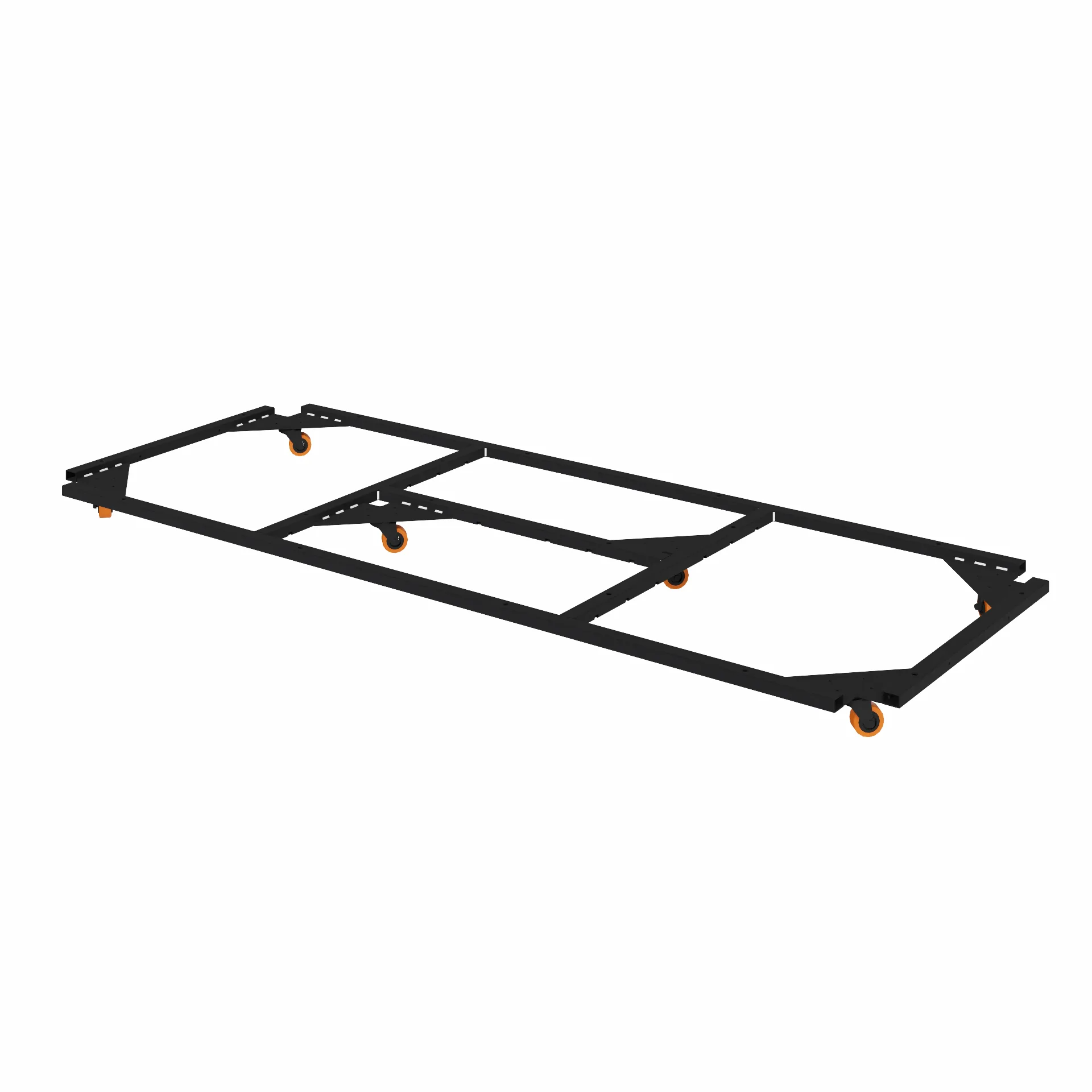 RODAPÉ METÁLICO COM RODIZIOS CABINE 02 LUGARES